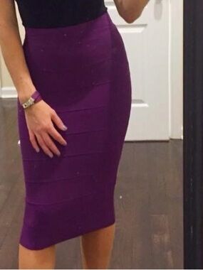 BCBGMaxAzria Violet Bandage Midi Pencil Skirt